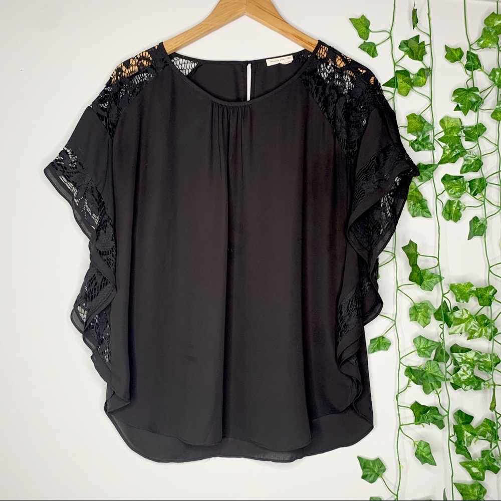 Anthropologie Meadow Rue Black Lace Shortsleeve